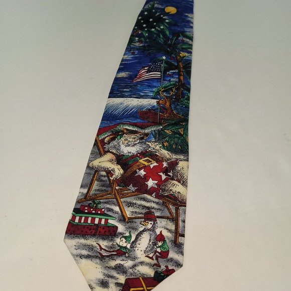 Americana by MBP Tie Mens Americana Series Surfside Santa Circa 1902 Silk - Picture 4 of 9